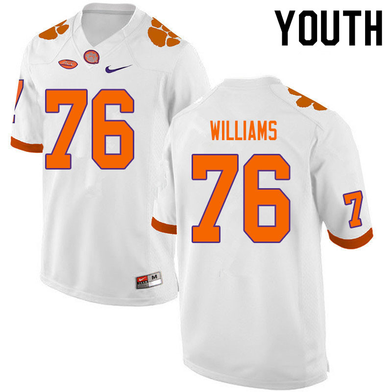 Youth #76 John Williams Clemson Tigers College Football Jerseys Sale-White - Click Image to Close